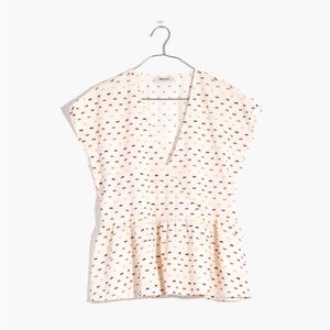 Madewell Peplum Crossover Top in Rainbow Clipdot